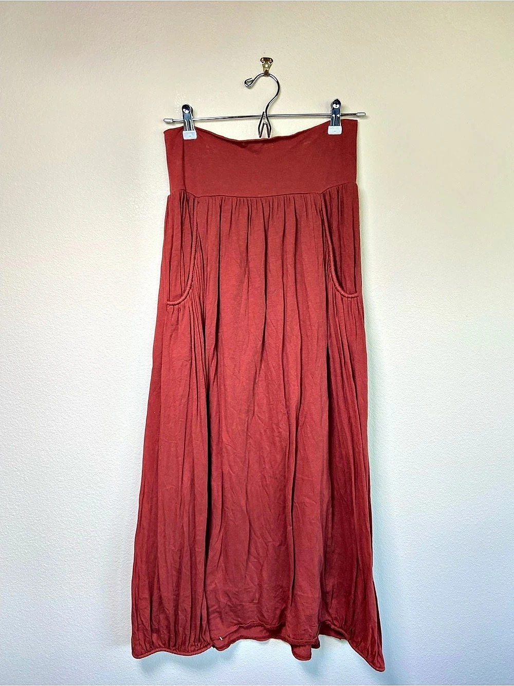 Garnet Hill Favorite Knit Maxi Skirt Red Medium - Picture 2 of 8